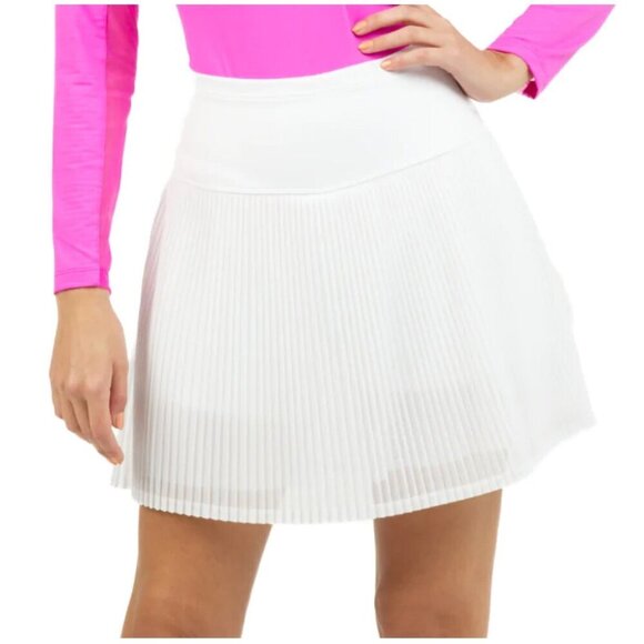 IBKUL Pleated Power Mesh White Skort 18" Women's Size L